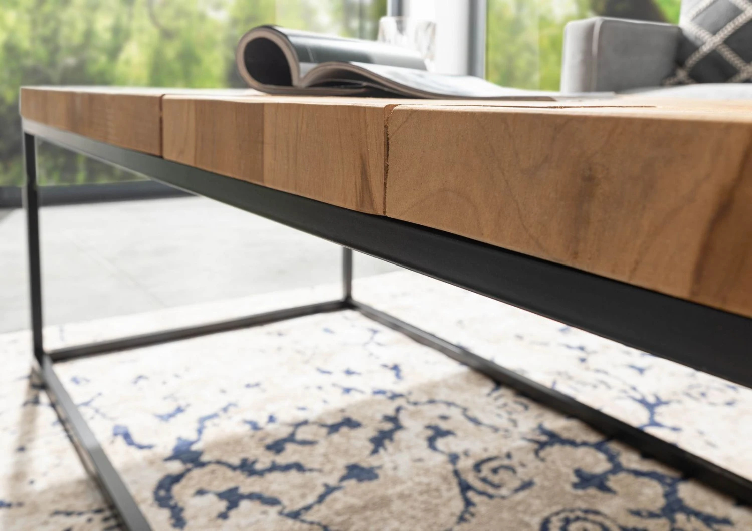 Table Basse 140x60 Teck Laqué Teck Naturel UNIKA #188 4 Table Basse 140x60 Teck Laqué Teck Naturel UNIKA #188 – Image 4