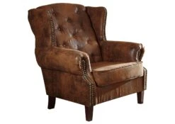 Fauteuil 102x93 100% Polyester Brun CHESTERFIELD -Massivmoebel24 68 920 100 0032 9