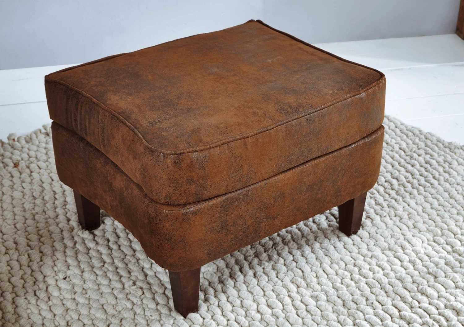 Repose-pied 56x67 100% Polyester Brun CHESTERFIELD 2 Repose-pied 56x67 100% Polyester Brun CHESTERFIELD – Image 2