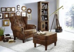 Repose-pied 56x67 100% Polyester Brun CHESTERFIELD 11 Repose-pied 56x67 100% Polyester Brun CHESTERFIELD -Massivmoebel24 68 920 100 0035 05