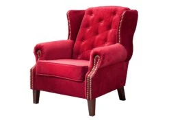 Fauteuil 102x93 100% Polyester Rouge CHESTERFIELD -Massivmoebel24 68 920 100 0039 09