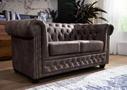 Canapé 148x86 100% Polyester Marron 2 Places CHESTERFIELD -Massivmoebel24 68 920 100 0045 3