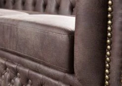 Canapé 148x86 100% Polyester Marron 2 Places CHESTERFIELD -Massivmoebel24 68 920 100 0045 6