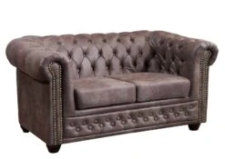 Canapé 148x86 100% Polyester Marron 2 Places CHESTERFIELD -Massivmoebel24 68 920 100 0045 9