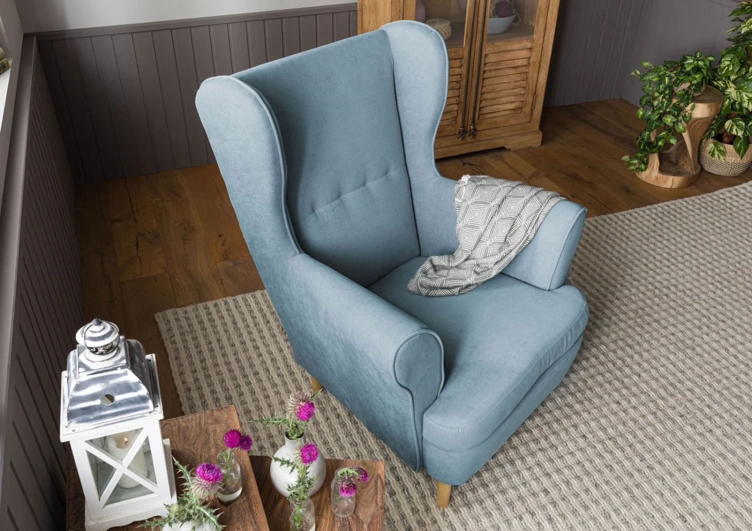 Fauteuil 71x74x105 Bleu SCANDI #108 2 Fauteuil 71x74x105 Bleu SCANDI #108 – Image 2