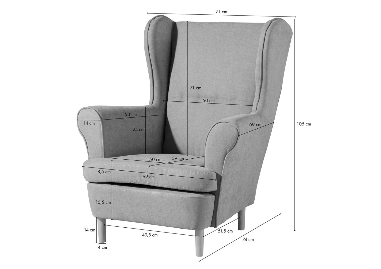 Fauteuil 71x74x105 Bleu SCANDI #108 8 Fauteuil 71x74x105 Bleu SCANDI #108 – Image 8