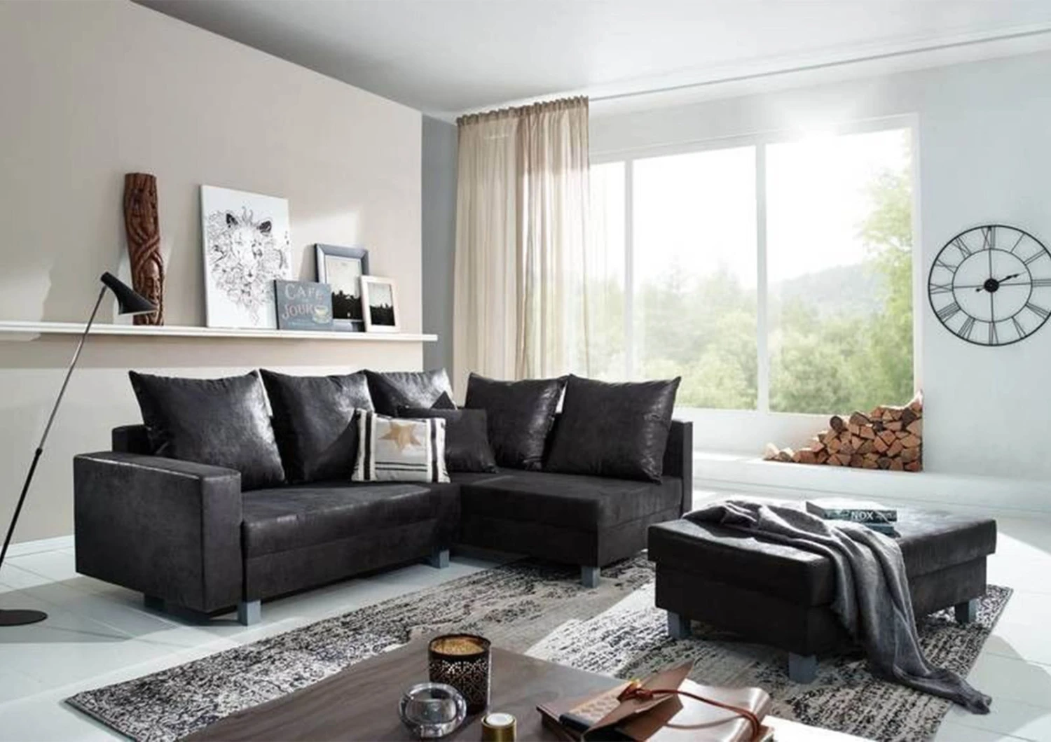 Canapé D'angle Incl. Repose-pied 230x160 Gris SOFAS 1 Canapé D'angle Incl. Repose-pied 230x160 Gris SOFAS