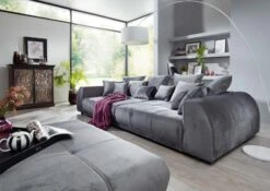 Canapé Profondeur XXL Incl. Repose-pied Gris SOFAS #180