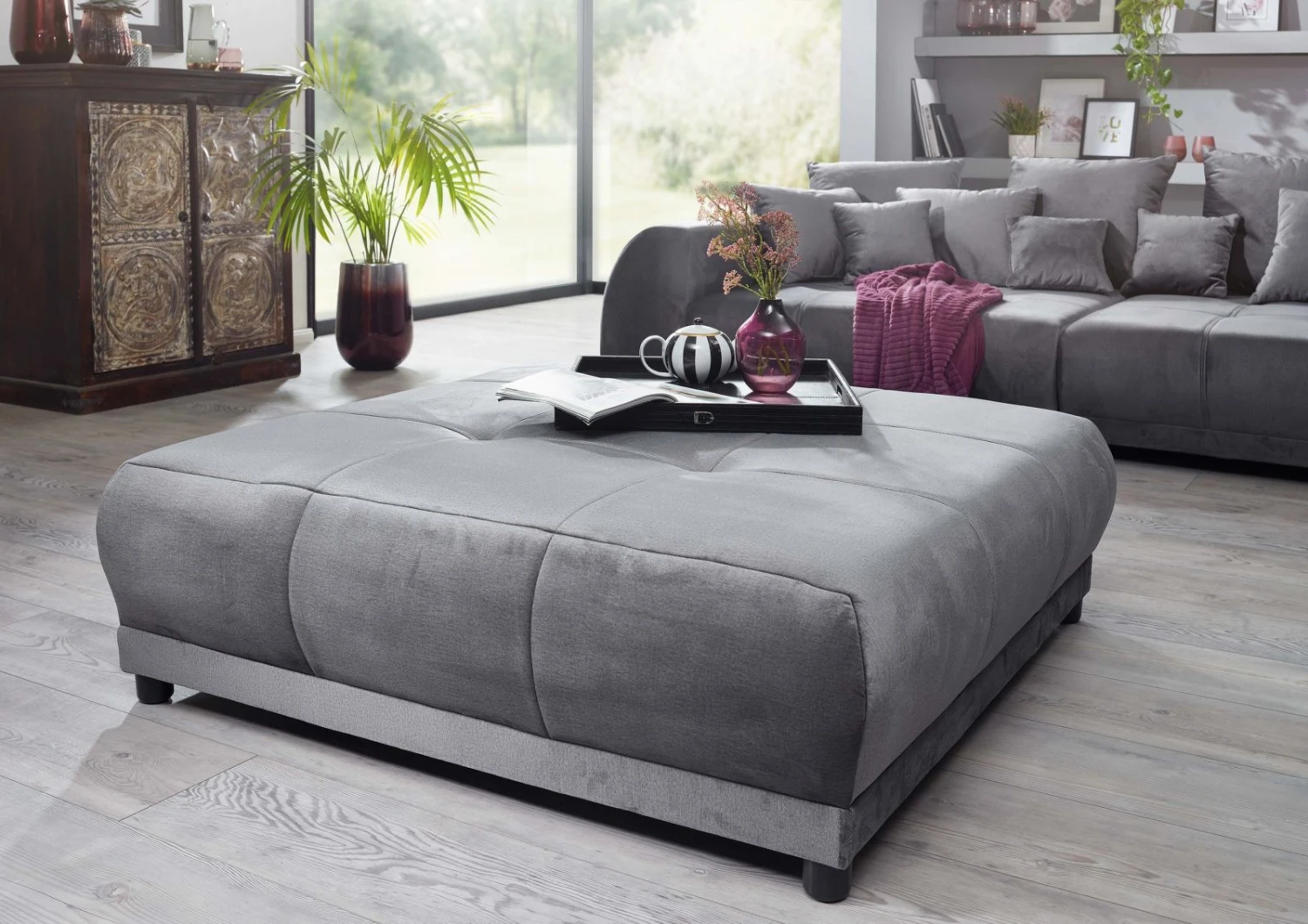 Canapé Profondeur XXL Incl. Repose-pied Gris SOFAS #180 2 Canapé Profondeur XXL Incl. Repose-pied Gris SOFAS #180 – Image 2