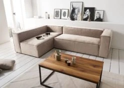 Canapé D?angle 3 Places En Polyester Beige BRUGGE -Massivmoebel24 68 920 100 0181 3