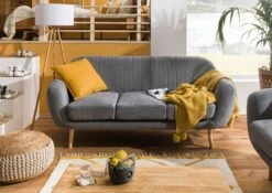 Canapé 3 Places En Polyester Gris HOLMA -Massivmoebel24 68 920 100 0184 3