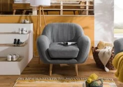 Fauteuil En Polyester Gris HOLMA 11 Fauteuil En Polyester Gris HOLMA -Massivmoebel24 68 920 100 0188 3