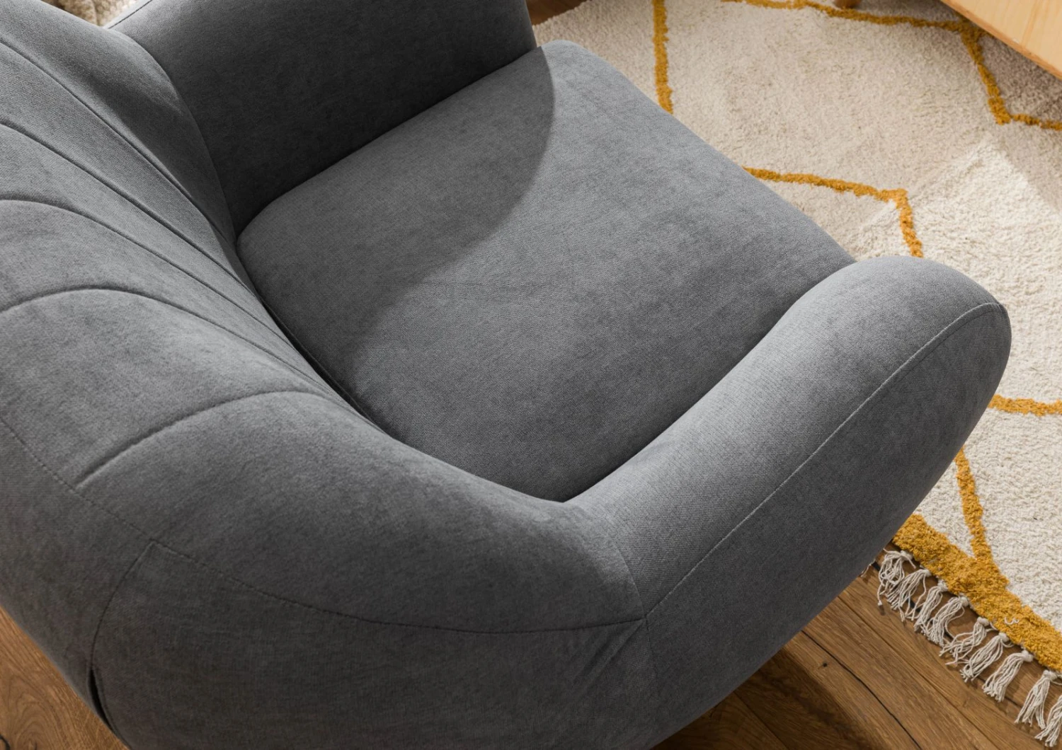 Fauteuil En Polyester Gris HOLMA 4 Fauteuil En Polyester Gris HOLMA – Image 4