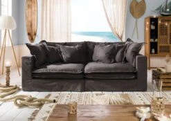 Canapé 2 Places En Polyester Gris Taupe SYLT -Massivmoebel24 68 920 100 0193 3