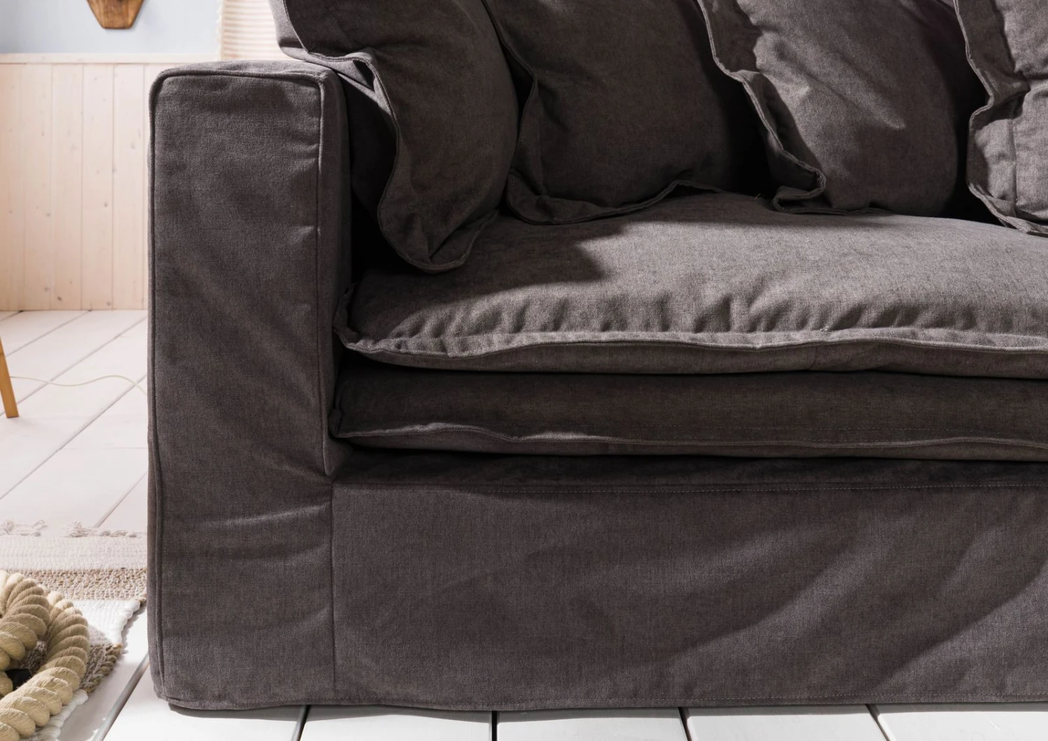 Canapé 3 Places En Polyester Gris Taupe SYLT 7 Canapé 3 Places En Polyester Gris Taupe SYLT – Image 7