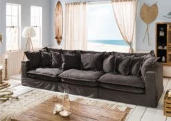 Canapé 3 Places En Polyester Gris Taupe SYLT