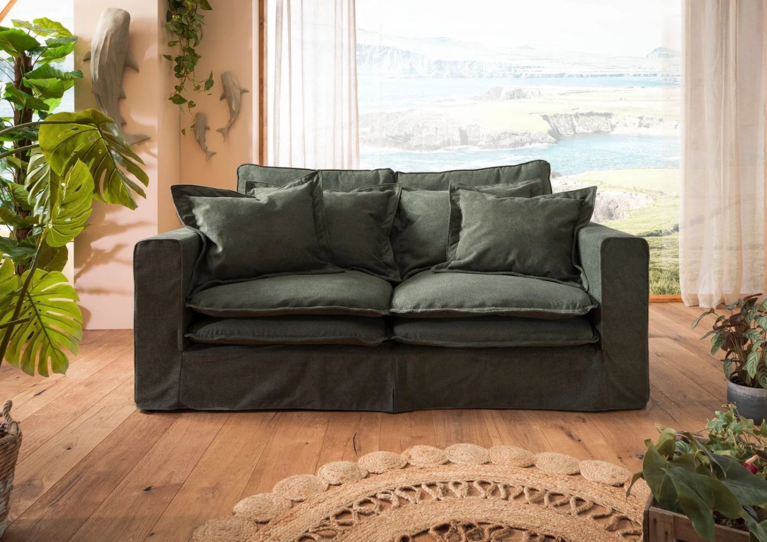 Canapé 2 Places En Polyester Vert KINGSTON 2 Canapé 2 Places En Polyester Vert KINGSTON – Image 2