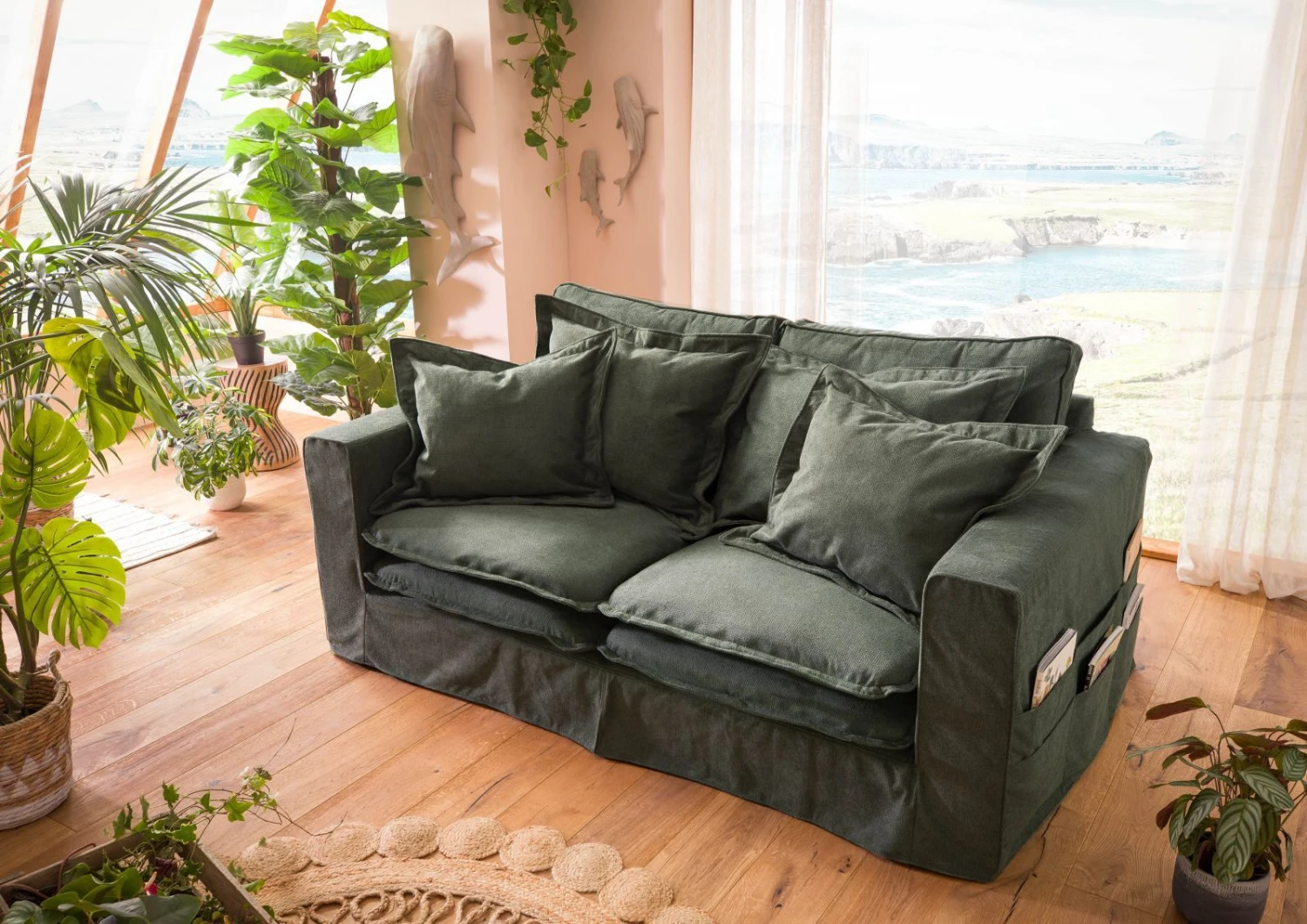 Canapé 2 Places En Polyester Vert KINGSTON 3 Canapé 2 Places En Polyester Vert KINGSTON – Image 3